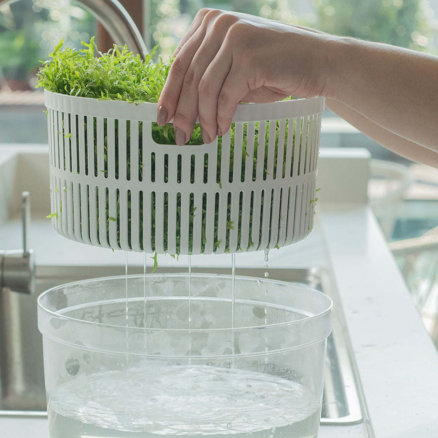 Kit organizador e secador de saladas 5,5L Linha Clear Fresh