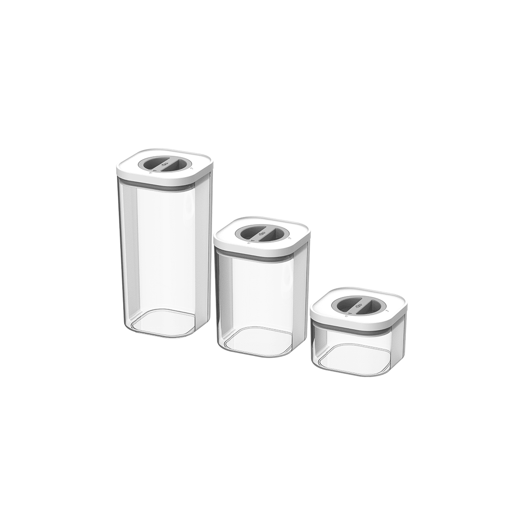 Kit Potes Herméticos Quadrados 3 Peças Linha Bolt