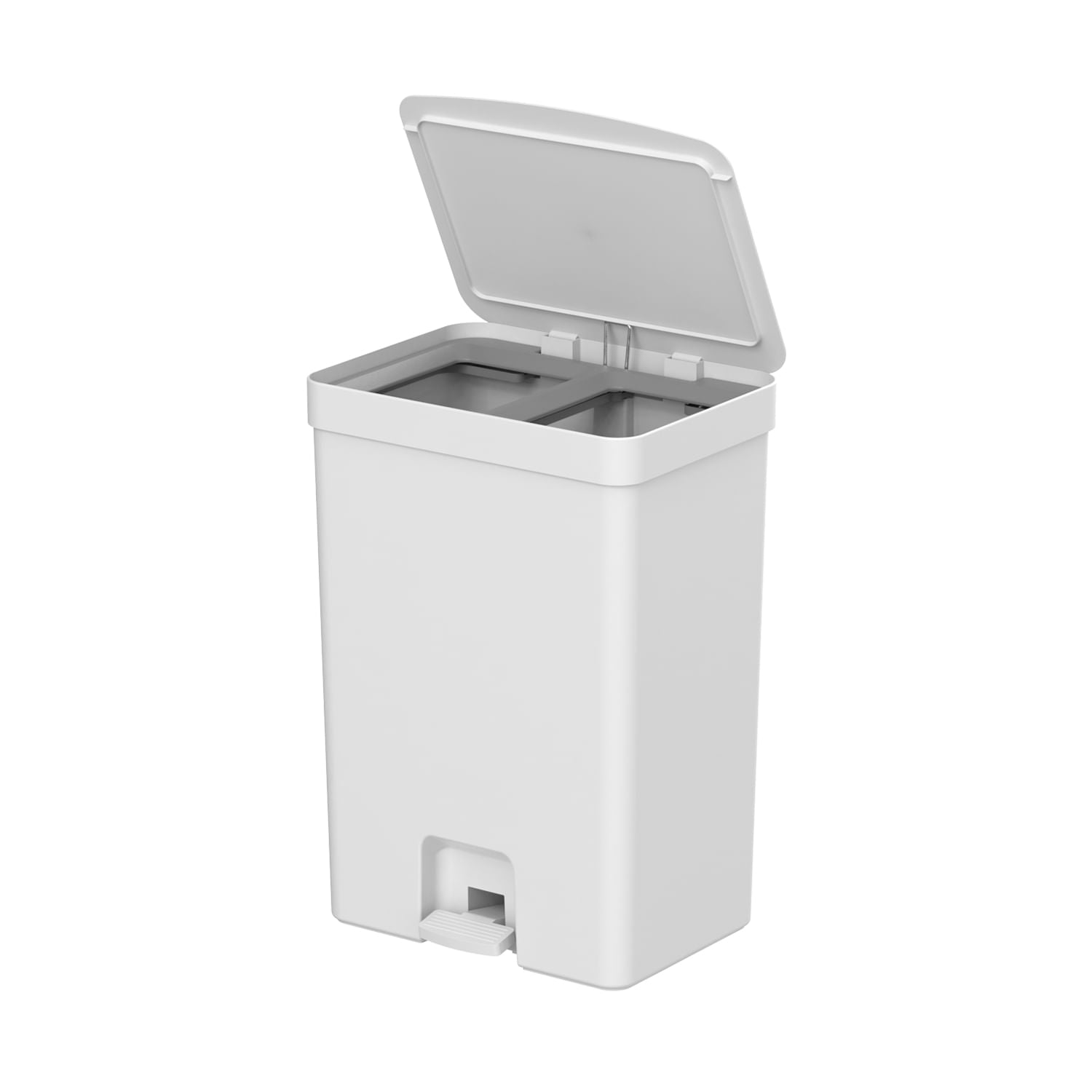 Lixeira com pedal com duplo compartimento 30L Linha Trium