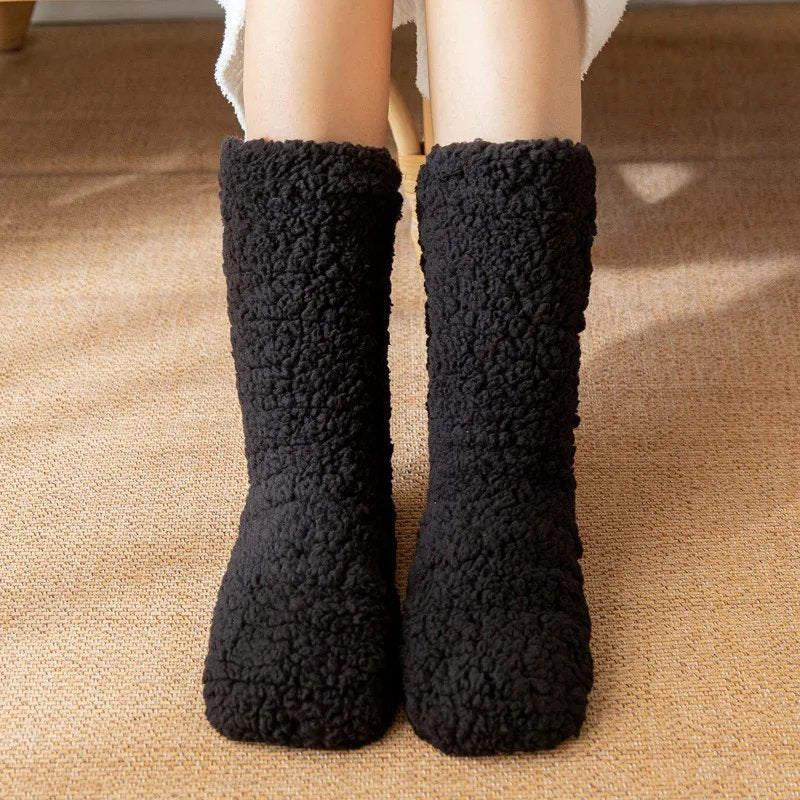 Meia Térmica Feminina de Cashmere - Veludo Macio para Dormir, Chão e Inverno Frio (Compre 1 Leve 2)