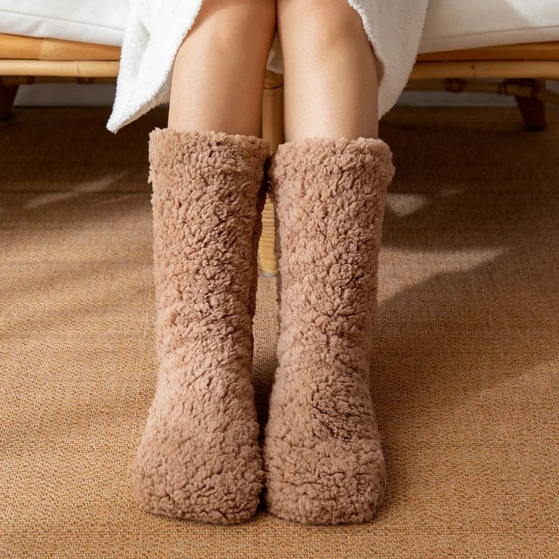 Meia Térmica Feminina de Cashmere - Veludo Macio para Dormir, Chão e Inverno Frio (Compre 1 Leve 2)