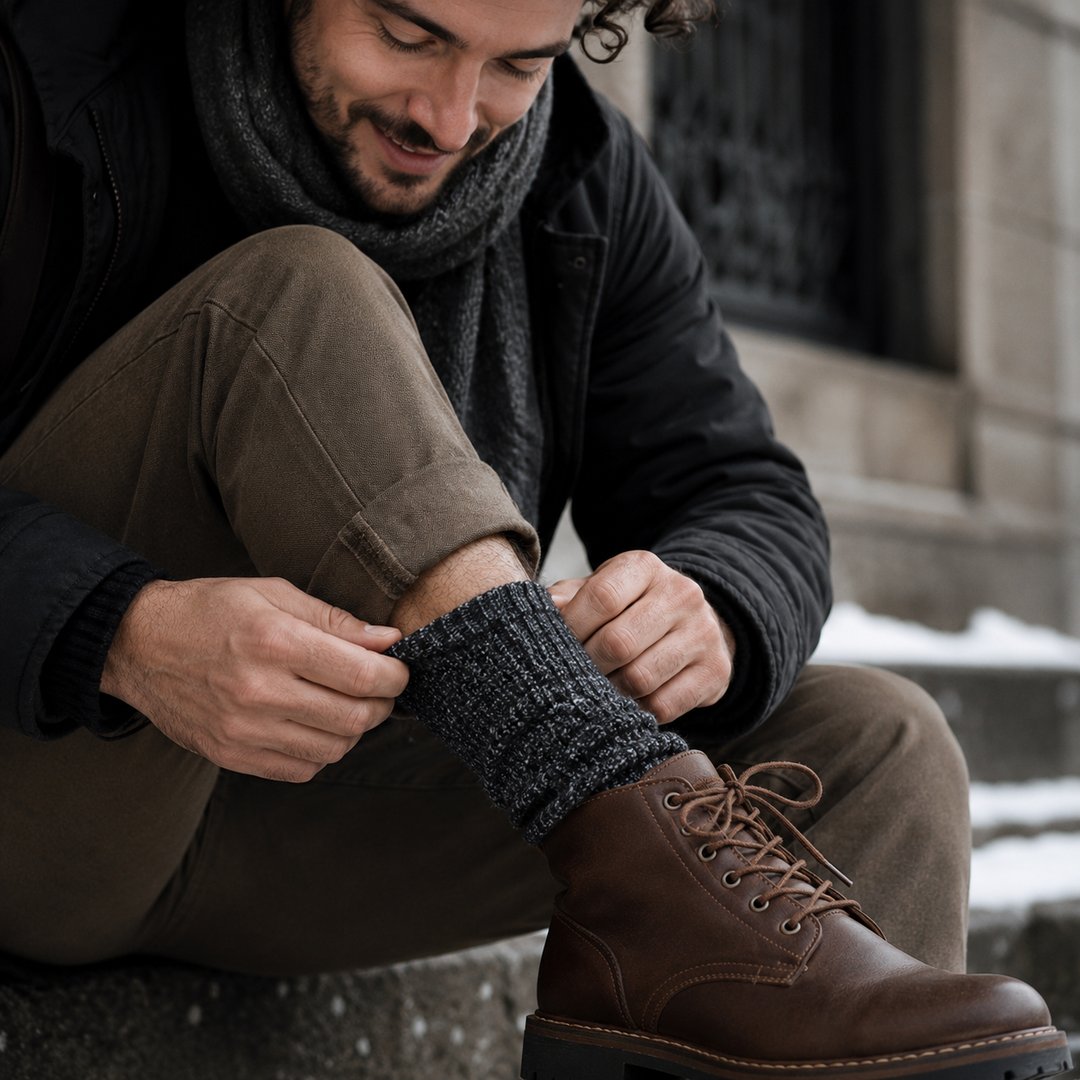 Meias Térmicas de Lã Merino Unissex - Grossas, Quentes e Confortáveis para Inverno e Neve (Compre 2 Leve 4 Pares)