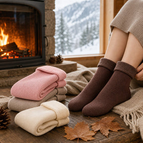 Combo 6 Pares Meias Térmicas Femininas com Pelúcia - Quentes para Inverno