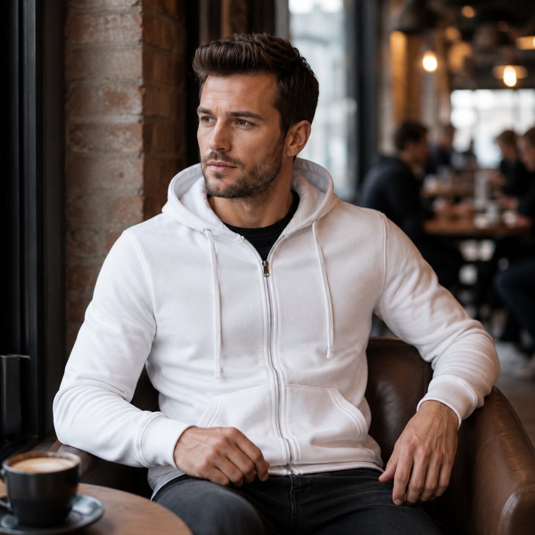 Moletom Masculino com Zíper e Capuz Slim Fit - Hoodie Manga Longa Casual para Outono e Inverno
