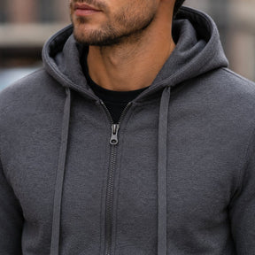 Moletom Masculino com Zíper e Capuz Slim Fit - Hoodie Manga Longa Casual para Outono e Inverno