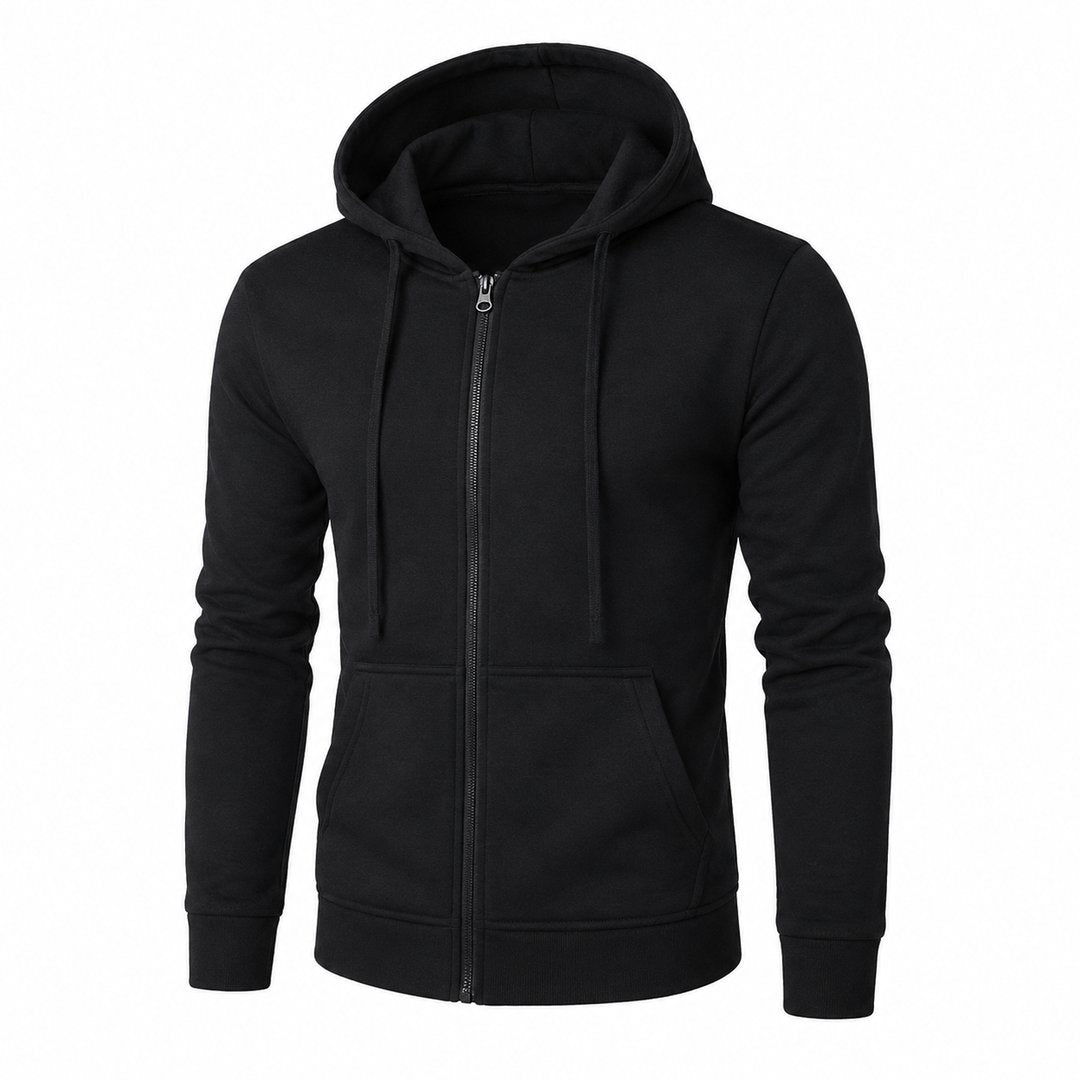 Moletom Masculino com Zíper e Capuz Slim Fit - Hoodie Manga Longa Casual para Outono e Inverno