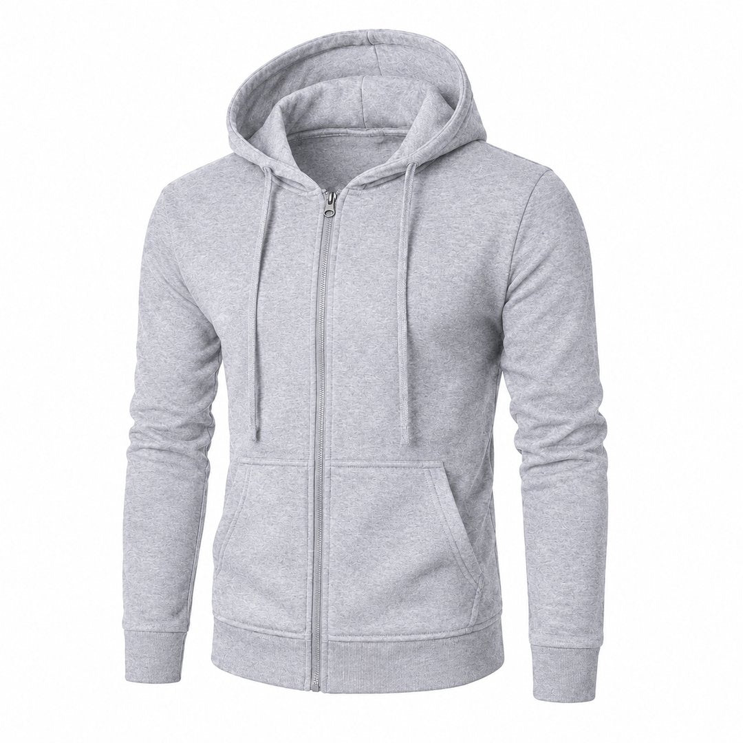 Moletom Masculino com Zíper e Capuz Slim Fit - Hoodie Manga Longa Casual para Outono e Inverno