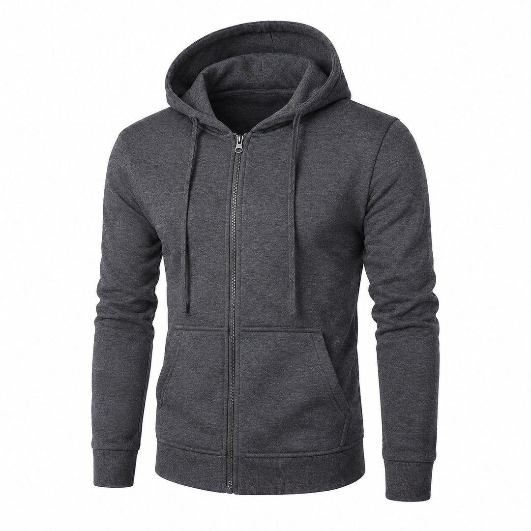 Moletom Masculino com Zíper e Capuz Slim Fit - Hoodie Manga Longa Casual para Outono e Inverno