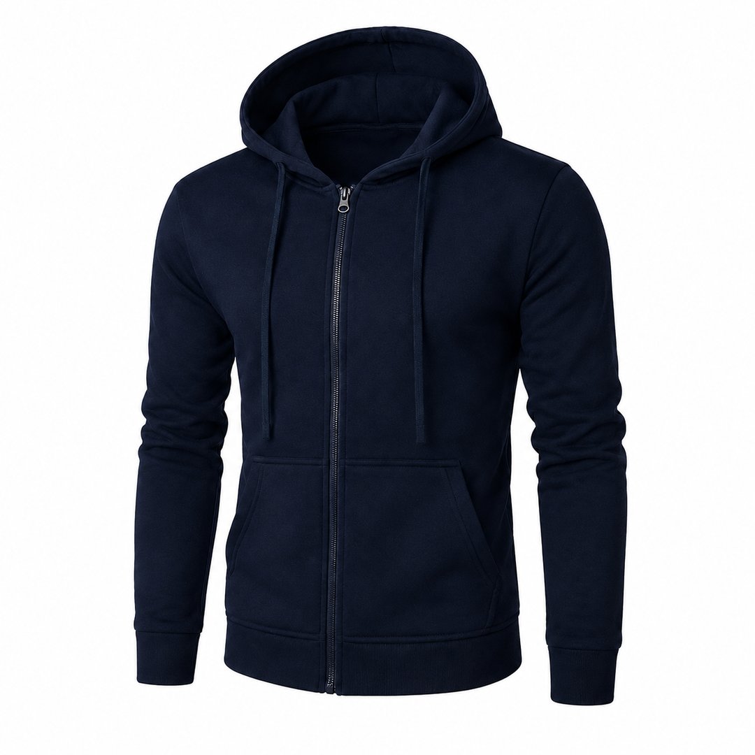 Moletom Masculino com Zíper e Capuz Slim Fit - Hoodie Manga Longa Casual para Outono e Inverno