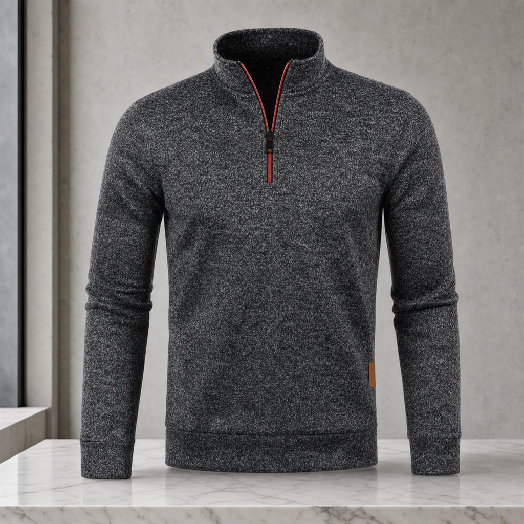 Moletom Masculino Meio Zíper Gola Alta - Streetwear Quente para Inverno