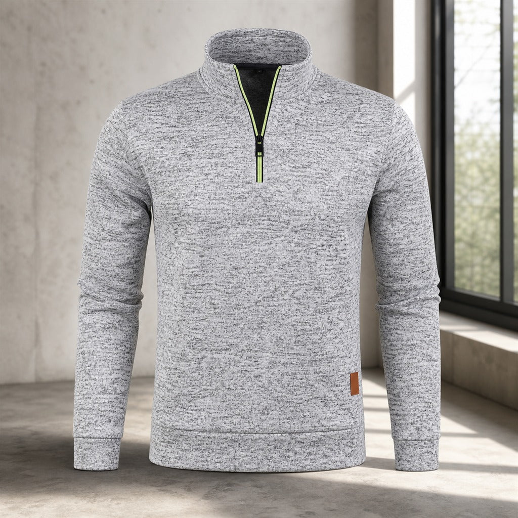 Moletom Masculino Meio Zíper Gola Alta - Streetwear Quente para Inverno