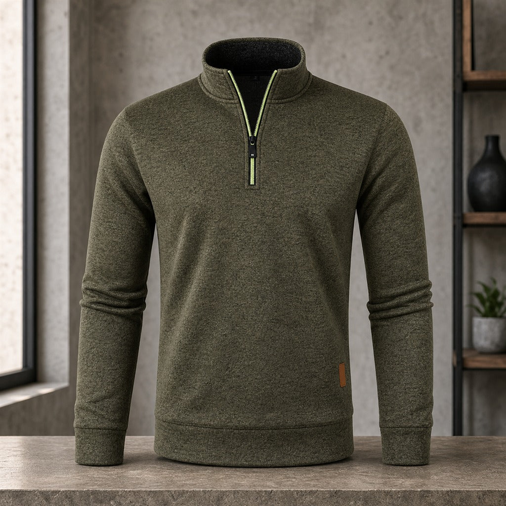 Moletom Masculino Meio Zíper Gola Alta - Streetwear Quente para Inverno