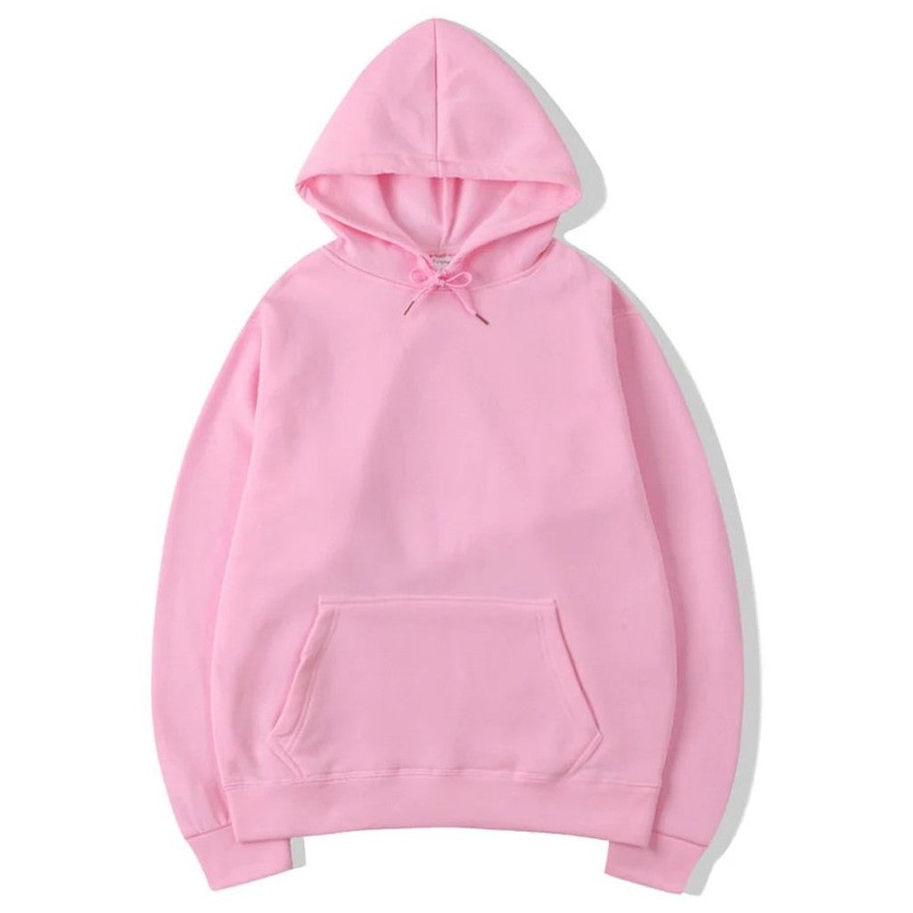 Moletom Unissex com Capuz Oversize Cor Sólida - Hoodie Pulôver Casual para Outono e Inverno