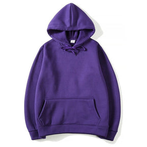 Moletom Unissex com Capuz Oversize Cor Sólida - Hoodie Pulôver Casual para Outono e Inverno