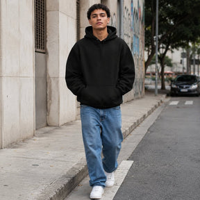 Moletom Unissex com Capuz Oversize Cor Sólida - Hoodie Pulôver Casual para Outono e Inverno