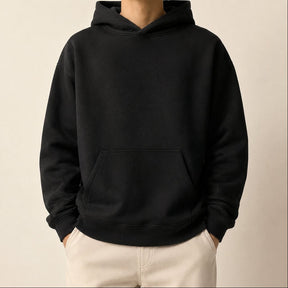 Moletom Unissex com Capuz Oversize Cor Sólida - Hoodie Pulôver Casual para Outono e Inverno