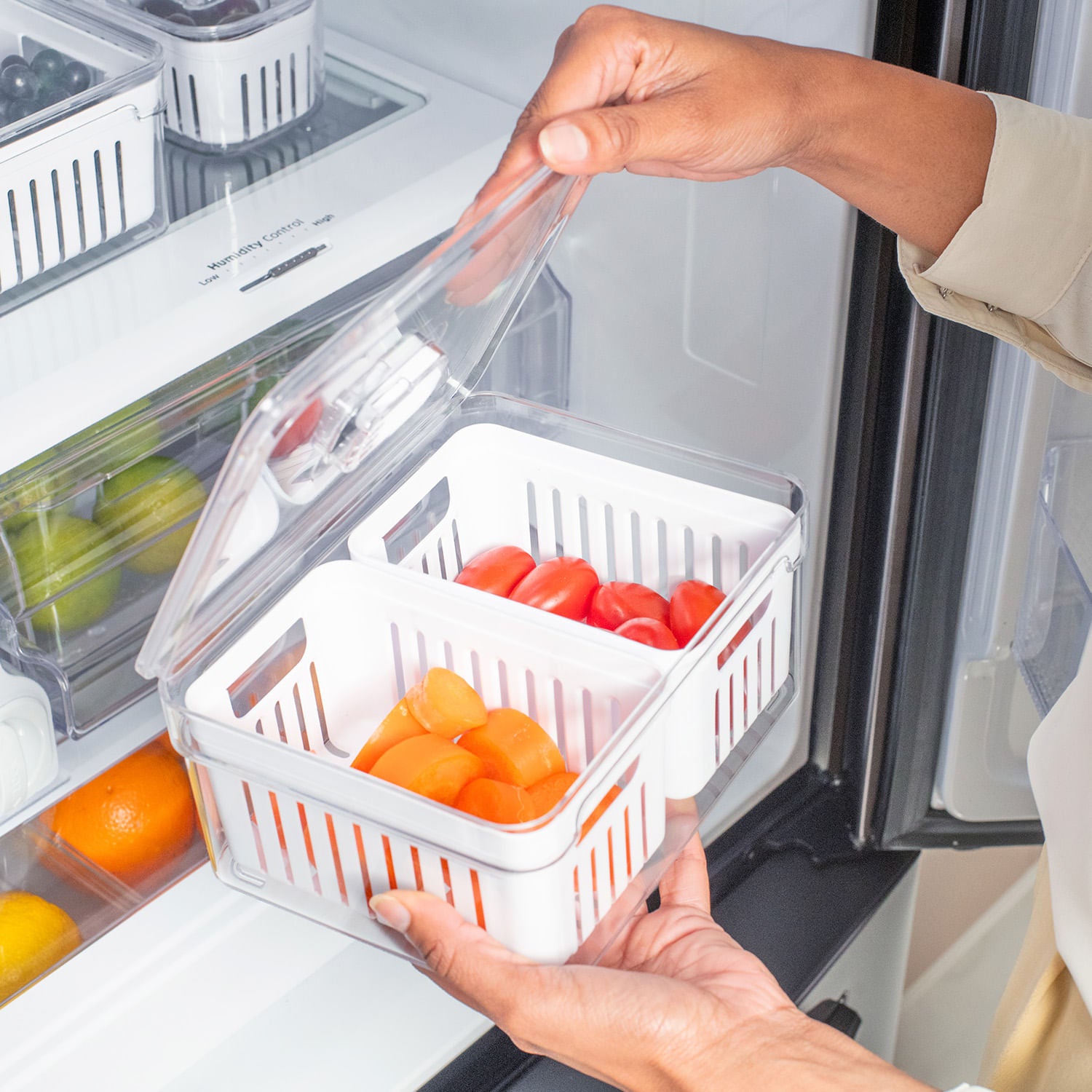 Organizador com cesto duplo 2,2L Linha Clear Fresh