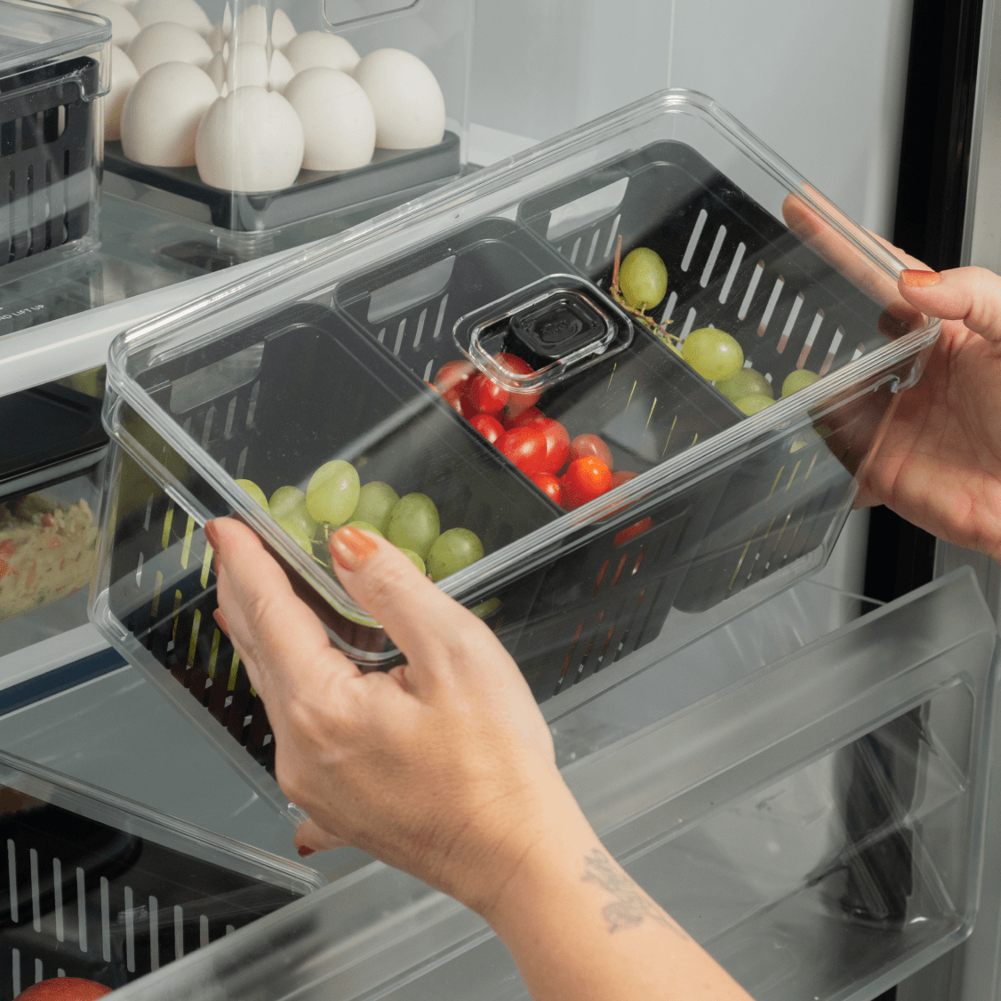 Organizador com cesto triplo 5L Linha Clear Fresh