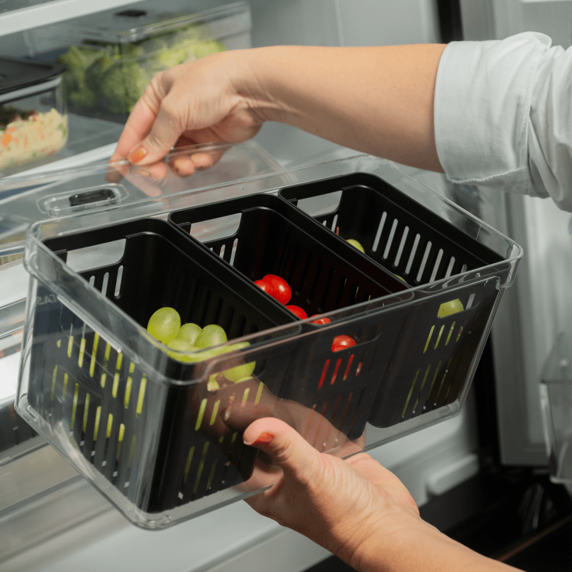 Organizador com cesto triplo 5L Linha Clear Fresh