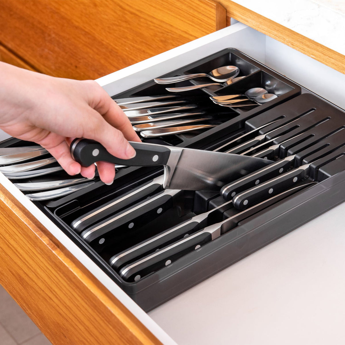 Organizador de Facas e Talheres Linha Clear Gavetas