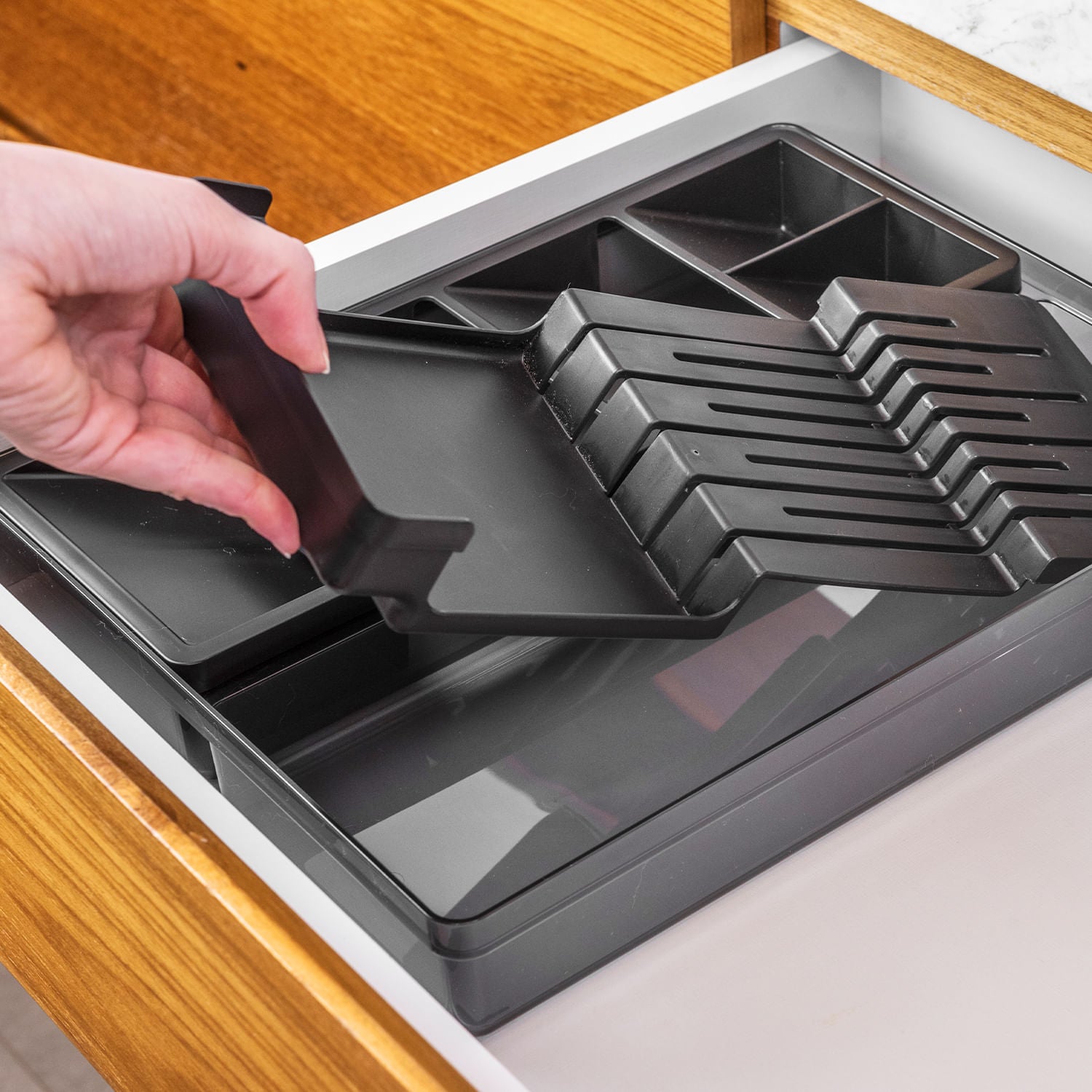 Organizador de Facas e Talheres Linha Clear Gavetas