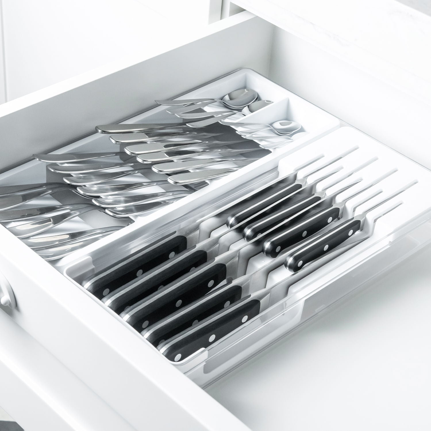 Organizador de Facas e Talheres Linha Clear Gavetas