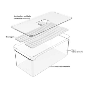 Organizador de geladeira com tampa 5L Linha Clear Fresh