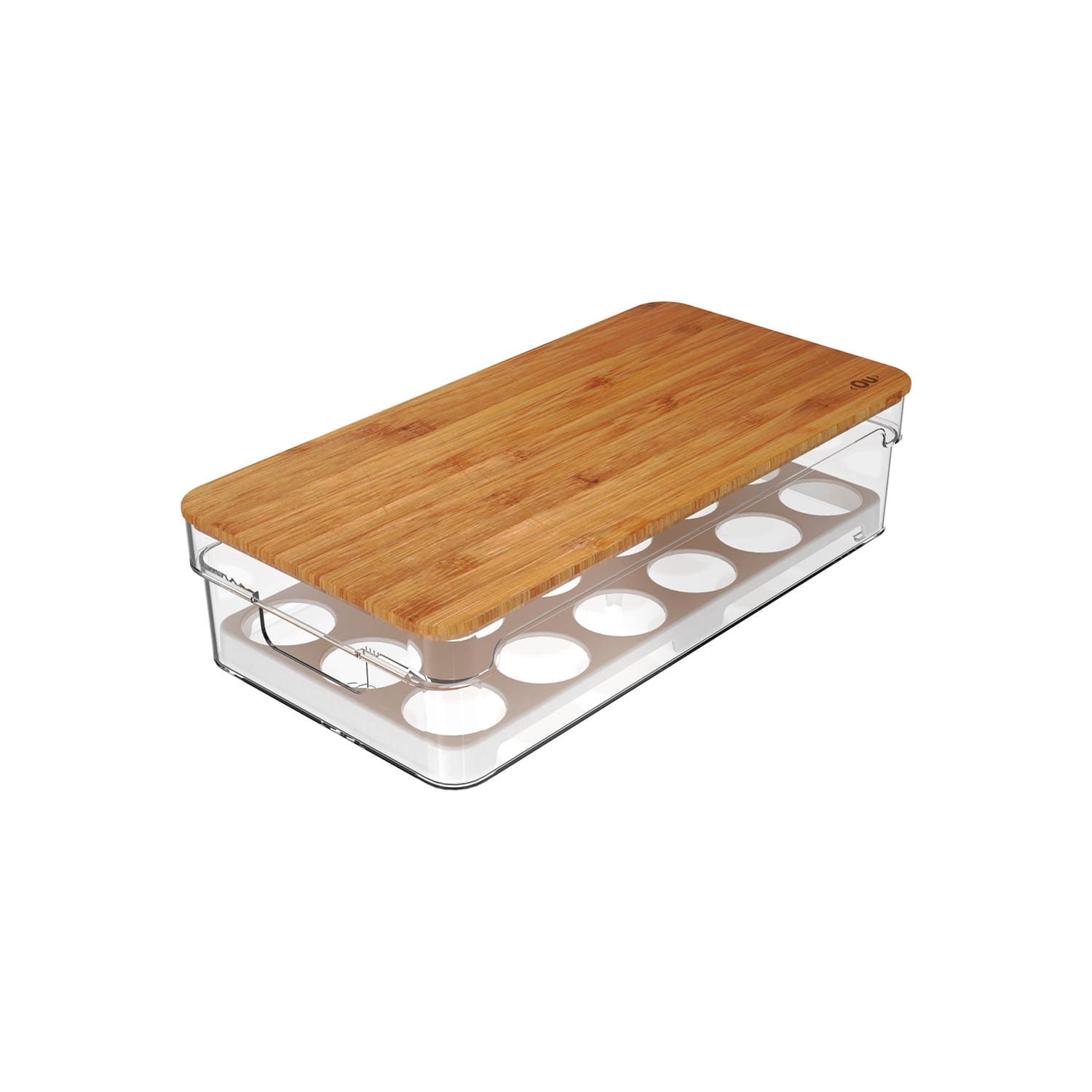 Organizador de Ovos com Tampa de Bambu 18 Ovos Linha Clear Fresh