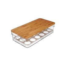 Organizador de Ovos com Tampa de Bambu 18 Ovos Linha Clear Fresh