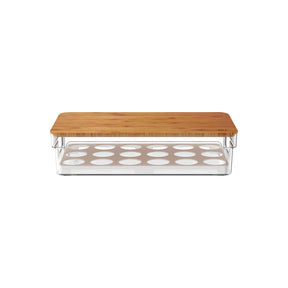Organizador de Ovos com Tampa de Bambu 18 Ovos Linha Clear Fresh