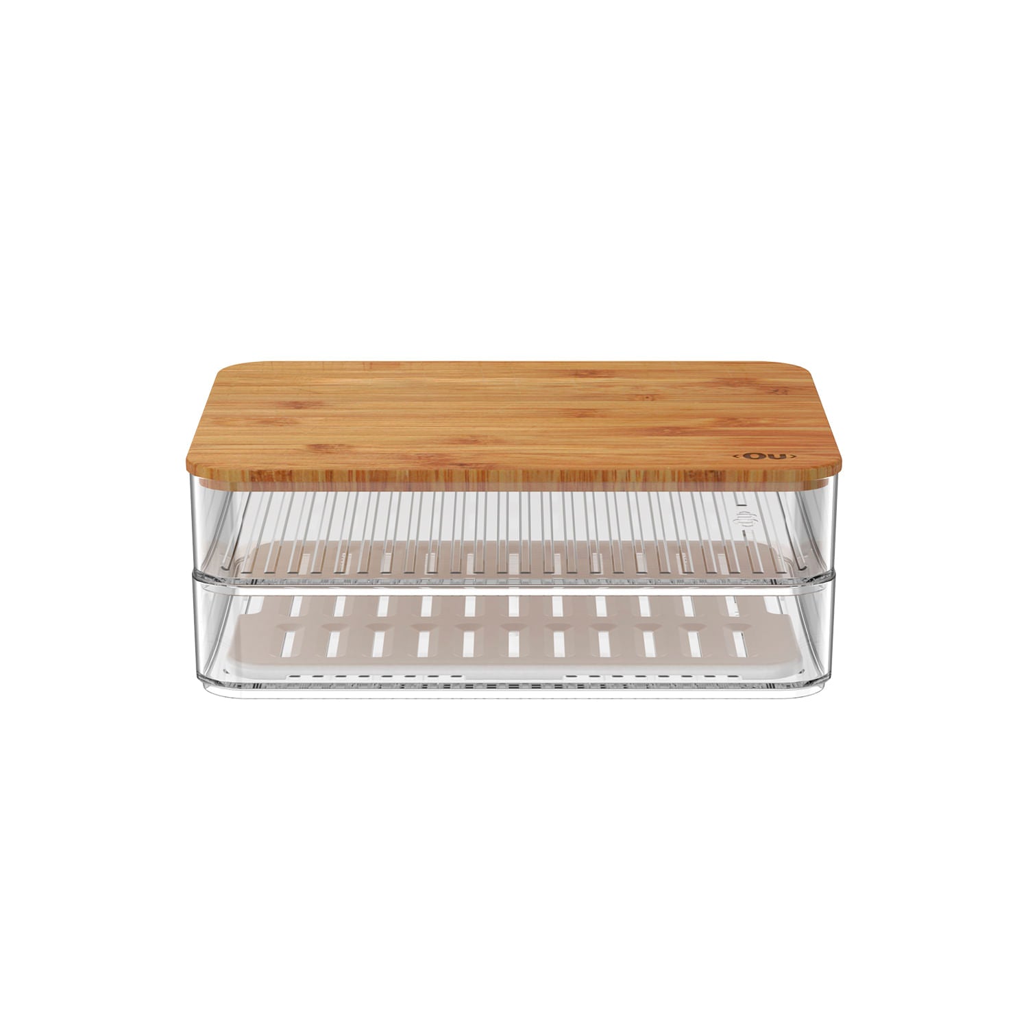 Organizador duplo com tampa de bambu Linha Clear