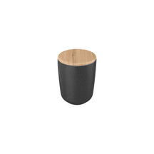 Porta algodão e cotonete em cerâmica com tampa de bambu Linha Osaka
