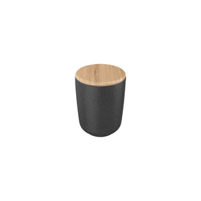 Porta algodão e cotonete em cerâmica com tampa de bambu Linha Osaka