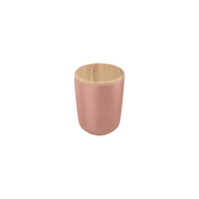 Porta algodão e cotonete em cerâmica com tampa de bambu Linha Osaka