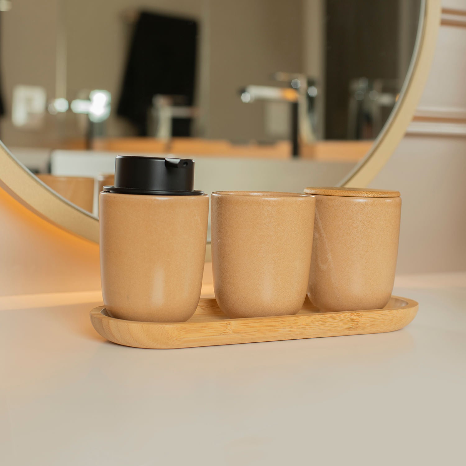 Porta Sabonete Líquido em Cerâmica 250ml Linha Osaka
