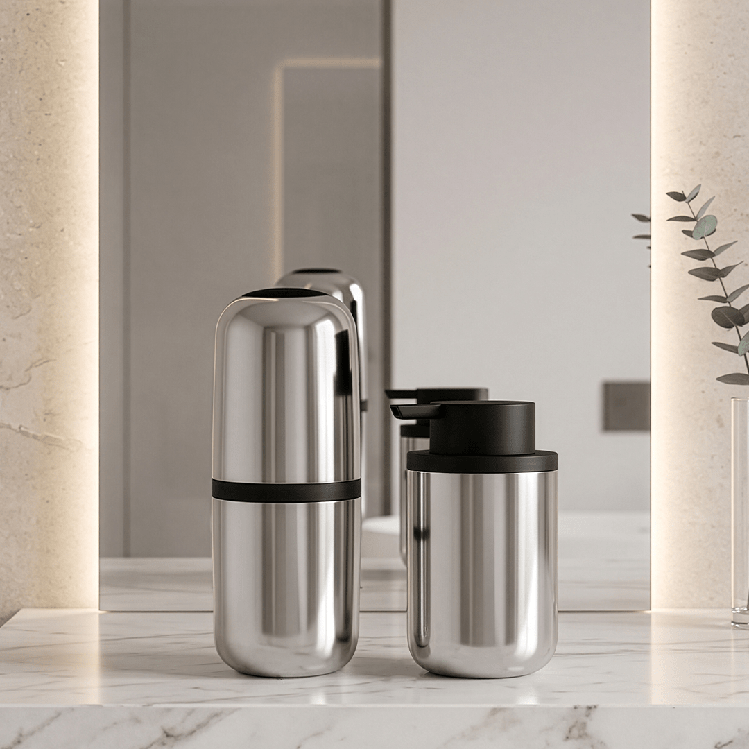 Porta Sabonete Líquido Linha Bold Cromo