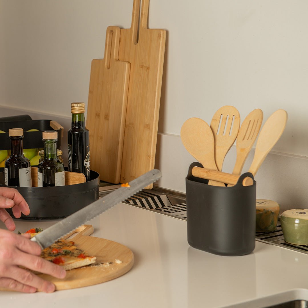 Porta Utensílios com Alça de Bambu Linha Lume