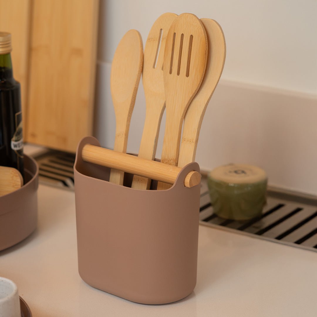 Porta Utensílios com Alça de Bambu Linha Lume