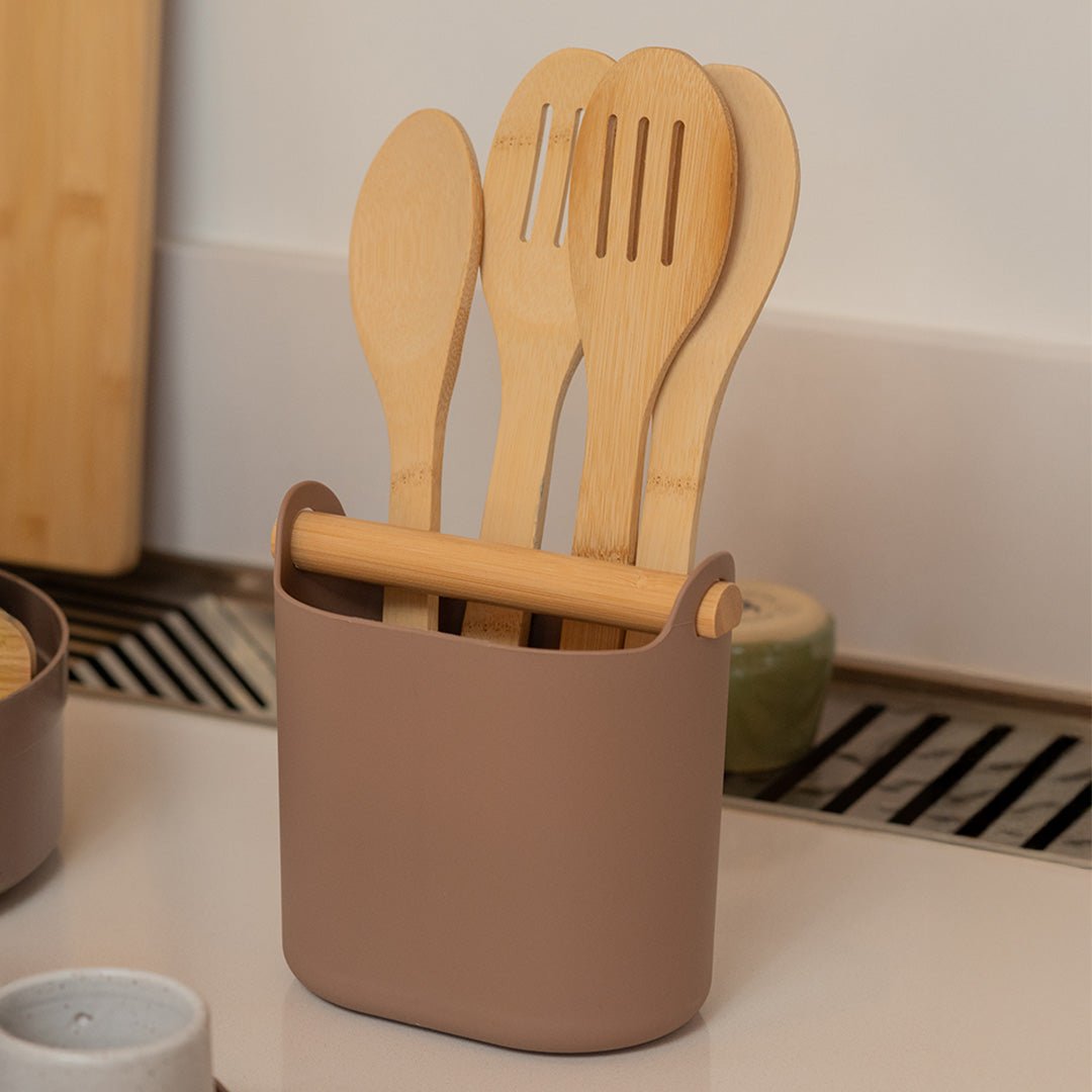 Porta Utensílios com Alça de Bambu Linha Lume