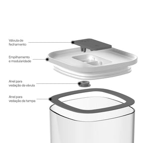 Pote Hermético Quadrado 2L Linha Duo Lock