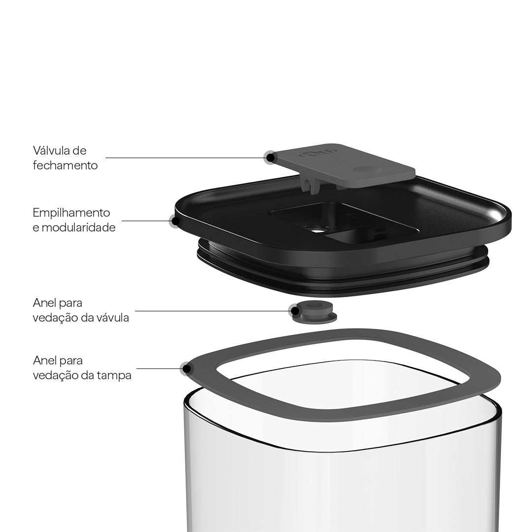 Pote Hermético Quadrado 2L Linha Duo Lock