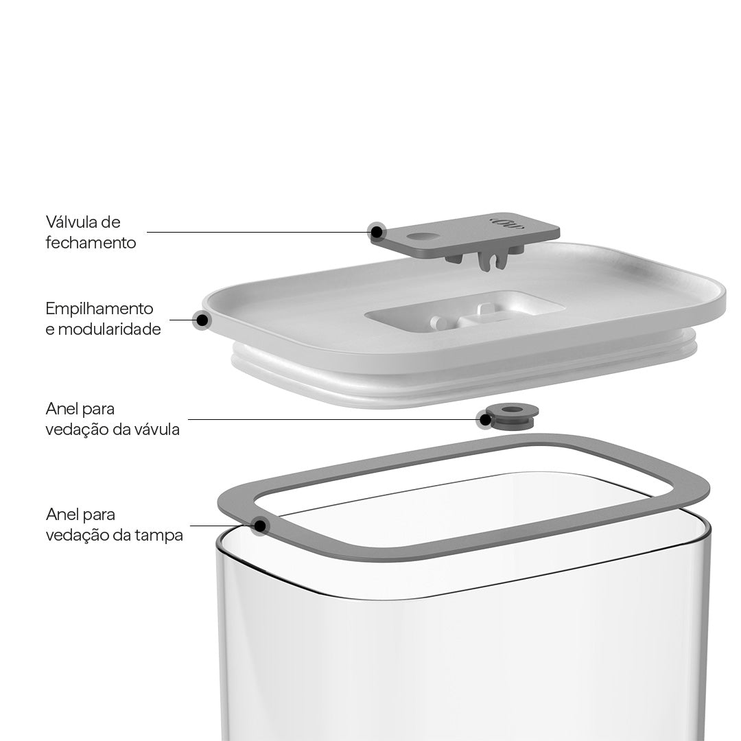 Pote Hermético Retangular 650ml Linha Duo Lock