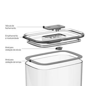 Pote Hermético Retangular 650ml Linha Duo Lock