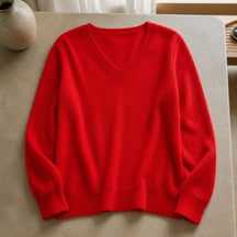 Pulôver Feminino Caxemira Decote V com Renda - Macio, Elegante e Quente para Inverno