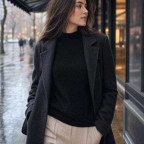 Suéter Feminino de Caxemira com Gola Semi Alta - Macio, Quente e Elegante para Inverno