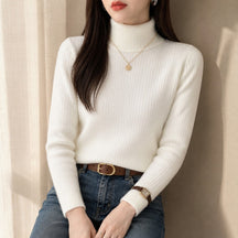 Suéter Feminino Gola Alta Forrado de Veludo - Térmico Macio Manga Longa para Inverno Coreano