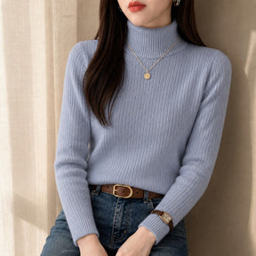 Suéter Feminino Gola Alta Forrado de Veludo - Térmico Macio Manga Longa para Inverno Coreano