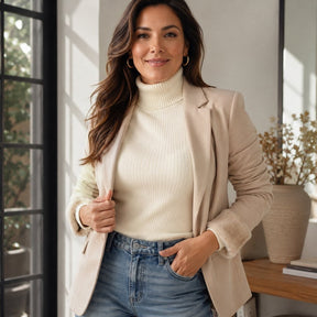 Suéter Feminino Gola Alta Forrado de Veludo - Térmico Macio Manga Longa para Inverno Coreano