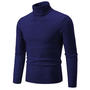 Suéter Masculino de Gola Alta em Malha Quente – Pulôver Casual de Inverno