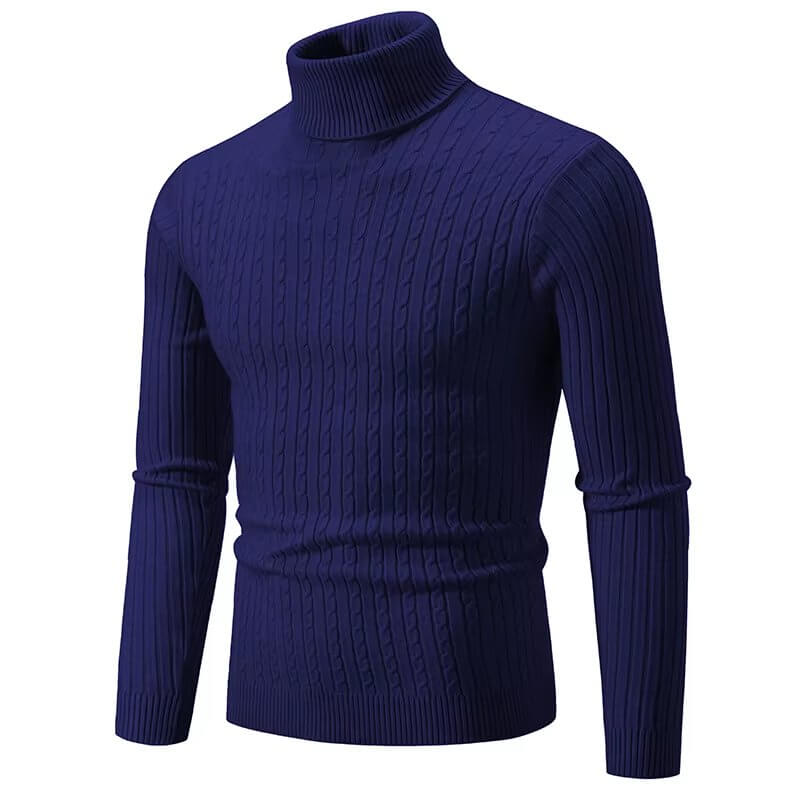 Suéter Masculino de Gola Alta em Malha Quente – Pulôver Casual de Inverno